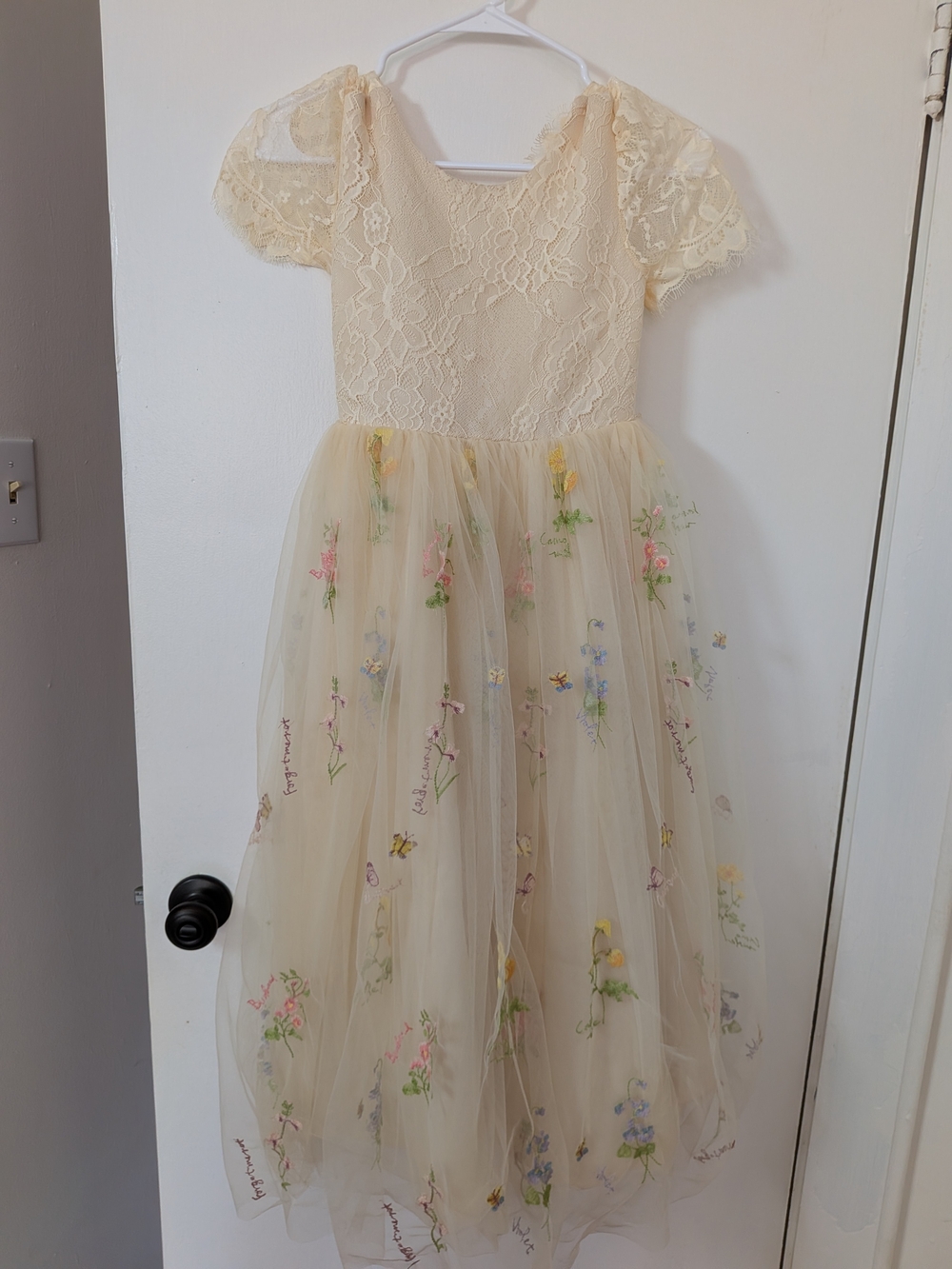 Girls' Ivory Lace & Embroidered Tulle Dress